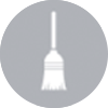 icon of a white broom inside a gray circle