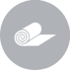 icon of a white rolled mat inside a gray circle