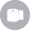 icon of a white roll of toilet paper inside a gray circle
